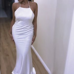 Stunning white silk Calvin Klein wedding dress